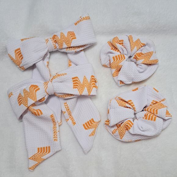 Whataburger Hair Bows Scrunchies Clips - Lot of 4 Unused - Picture 1 of 9